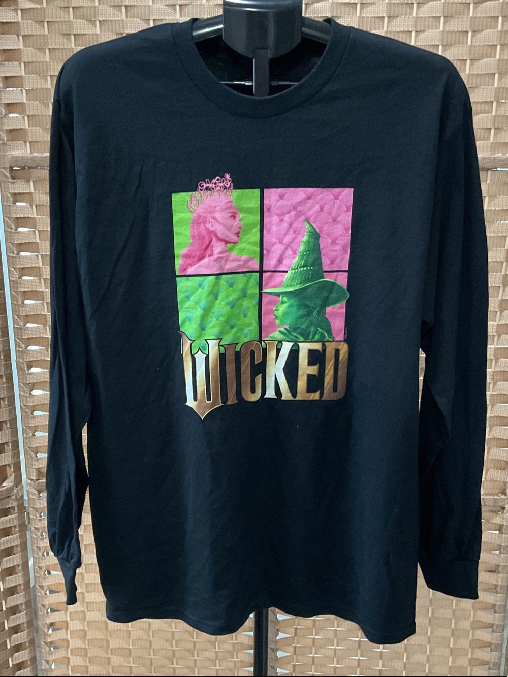 Kohl's Black Long-Sleeve Wicked Graphic Tee with Pink & Green Panels